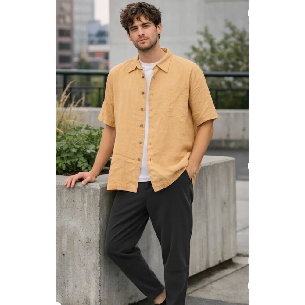 Royal Robbins San Juan Shirt Mens Small NWT Mango Yellow Modal Relaxed Fit